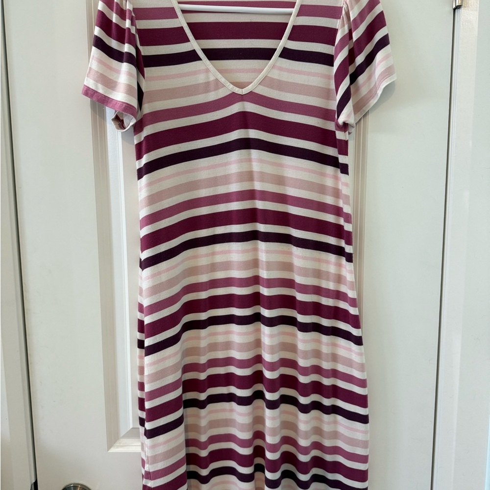 Reitmans Ladies Multicolor Striped V-Neck Tshirt Dress size Extra Small